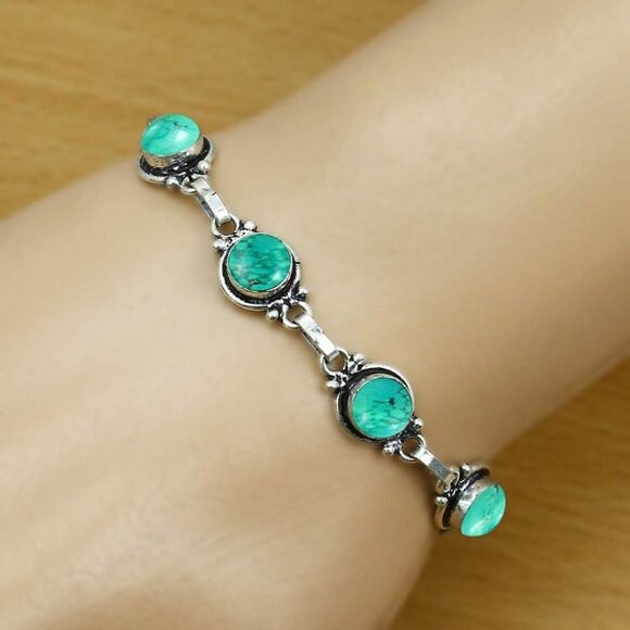 Round Shape Natural & Synthetic Gemstones Silver Plated Bracelets for Women - Vi - Picture 6 of 6